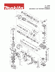 Page 1 Diagram and Parts List for HR4511C Type 1 Makita Hammer