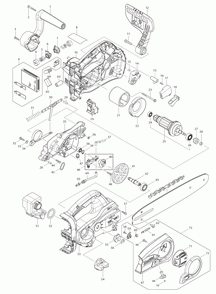 Page 1 Diagram and Parts List for XCU02Z  Makita Saw