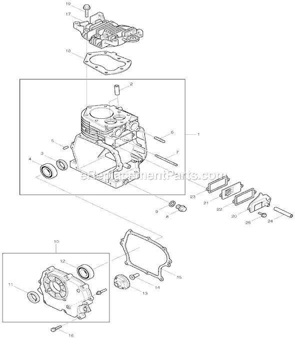 Page H Diagram and Parts List for EW300R  Makita Water Pump