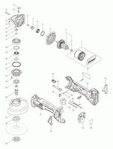 Page 1 Diagram and Parts List for XAG04T  Makita Grinder