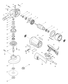 Page 1 Diagram and Parts List for 9047  Makita Grinder