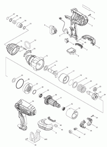 Page 1 Diagram and Parts List for LXWT01  Makita Drill
