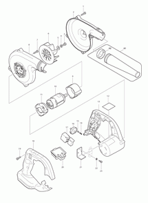 Part Location Diagram of TP00000211 Makita Motor Housing Set, Bub182z