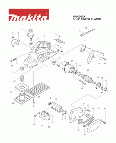 Page 1 Diagram and Parts List for N1900BKX Type 3 Makita Planer Jointer