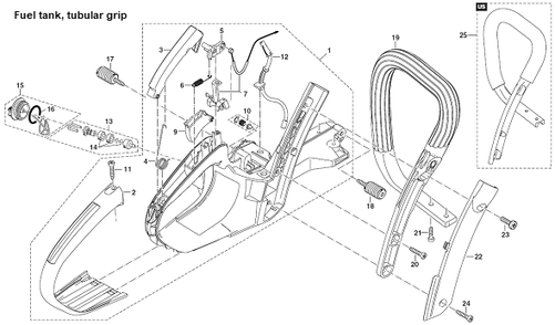 Diagram 1 Diagram and Parts List for DCS5001H  Makita Chainsaw