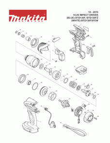 Page 1 Diagram and Parts List for BTD130FZ Type 1 Makita Drill