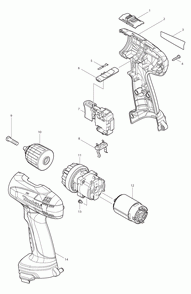 Page 1 Diagram and Parts List for 6271DWPL  Makita Drill