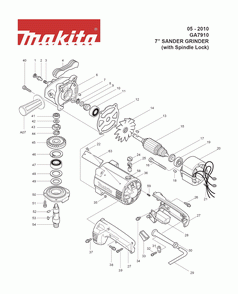 Page 1 Diagram and Parts List for GA7910 Type 1 Makita Sander