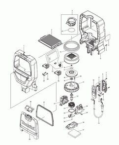Part Location Diagram of 424838-3 Makita Rear Block Filter, Xcv05