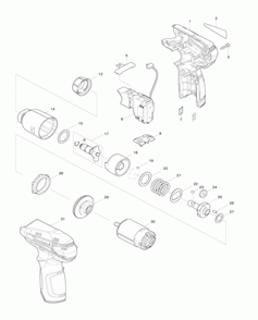 Page 1 Diagram and Parts List for WT01ZW  Makita Drill