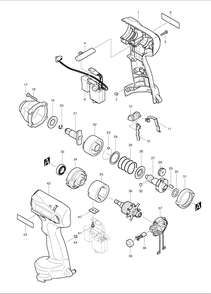 Page 1 Diagram and Parts List for 6933FD  Makita Drill