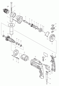 Page 1 Diagram and Parts List for HP1631 Type 2 Makita Drill