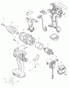Page 1 Diagram and Parts List for BDF454F Type 3 Makita Drill