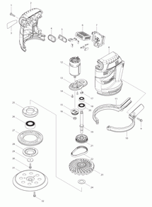 Page 1 Diagram and Parts List for XOB01Z  Makita Sander