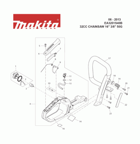 Page 6 Diagram and Parts List for EA3201S40B Type 1 Makita Saw