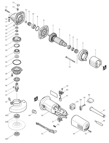 Page 1 Diagram and Parts List for 9555NBK  Makita Grinder