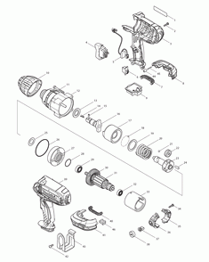Page 1 Diagram and Parts List for XWT04TX  Makita Drill