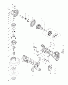 Page 1 Diagram and Parts List for XAG03MB  Makita Grinder