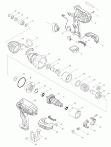 Page 1 Diagram and Parts List for XWT01  Makita Drill