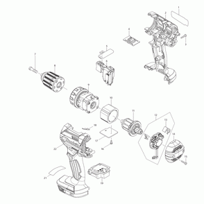 Page 1 Diagram and Parts List for XFD10  Makita Drill