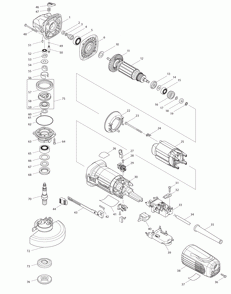 Page 1 Diagram and Parts List for GA5042CX1  Makita Grinder