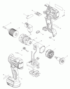 Page 1 Diagram and Parts List for XFD061  Makita Drill