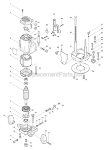 Page A Diagram and Parts List for 3612  Makita Router