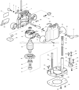 Page A Diagram and Parts List for 3621A  Makita Router