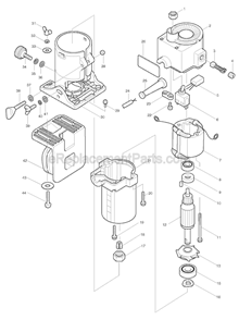 Page A Diagram and Parts List for 3702B  Makita Laminate Trimmer