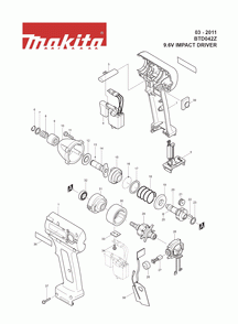 Page 1 Diagram and Parts List for BTD042Z  Makita Drill