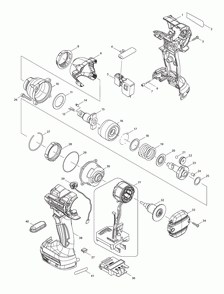 Page 1 Diagram and Parts List for XWT02Z  Makita Drill