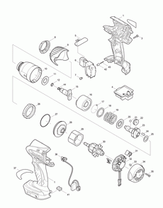 Page 1 Diagram and Parts List for BTW253Z Type 1 Makita Drill