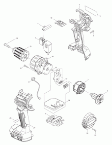 Page 1 Diagram and Parts List for XFD12T  Makita Drill