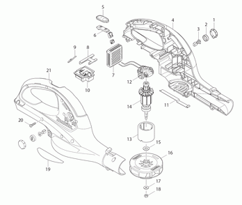Page 1 Diagram and Parts List for BUB360Z2C  Makita Leaf Blower / Vacuum