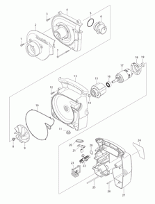 Page 1 Diagram and Parts List for XCV02Z  Makita Leaf Blower / Vacuum