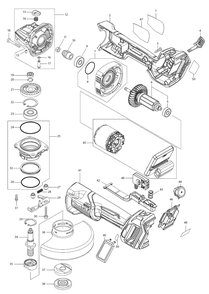 Fig-0 Diagram and Parts List for GAG06M1  Makita Angle Grinder