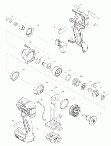 Page 1 Diagram and Parts List for XDT08Z  Makita Drill