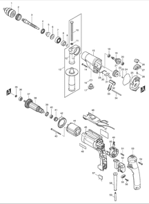 Page 1 Diagram and Parts List for HP2070  Makita Drill