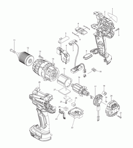 Page 1 Diagram and Parts List for XFD03Z  Makita Drill