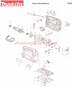 Part Location Diagram of 345441-6 Makita Base Plate, 4329k