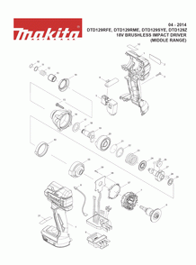 Page 1 Diagram and Parts List for DTD129RME Type 2 Makita Drill