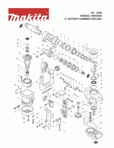 Page 1 Diagram and Parts List for HR5000K Type 1 Makita Hammer