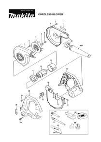 Page 1 Diagram and Parts List for UB141DWD  Makita Leaf Blower / Vacuum