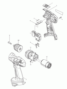 Page 1 Diagram and Parts List for 6281DWPE  Makita Drill