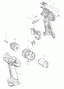 Page 1 Diagram and Parts List for 6261DWPE  Makita Drill