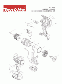 Page 1 Diagram and Parts List for LXFD05Z Type 2 Makita Drill