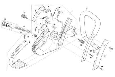 Diagram 1 Diagram and Parts List for DCS5121REG  Makita Chainsaw