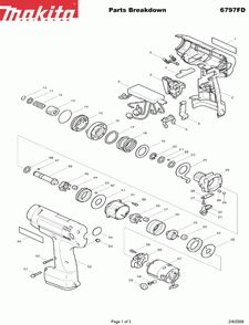 Page 1 Diagram and Parts List for 6796FDZ  Makita Screwdriver
