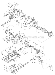 Part Location Diagram of 157843-2 Makita Motor Housing