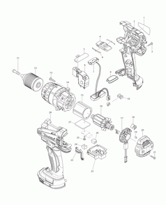 Page 1 Diagram and Parts List for XFD03  Makita Drill